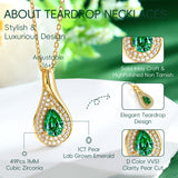 14K Gold  Plated 1CT Pear Teardrop Birthstone Pendant Necklace for Women