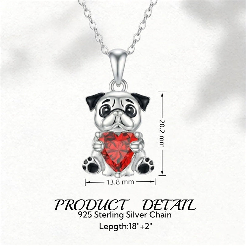 Sterling Silver 12 Month Birthstones Hedgehog Pug Fox Otter Pendant Necklace Gifts for  Birthday, Christmas, Graduation