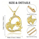 10K 14K 18K  Gold Cubic Zirconia Heart Shaped Bee Butterfly Dragonfly  Necklace Engraved with  I Love Your Forever