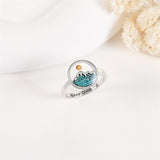 Mustard Seed Mountain Ring Sterling Silver Faith Turquoise Ring Climbing Jewelry Christian Inspirational Gift for Women Girls