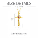 14K Real Gold Cross Necklace for Women Teen Girls,Yellow Gold Crucifix Cross Pendant Necklace Cross Jewelry Gifts for Birthday Christmas Day