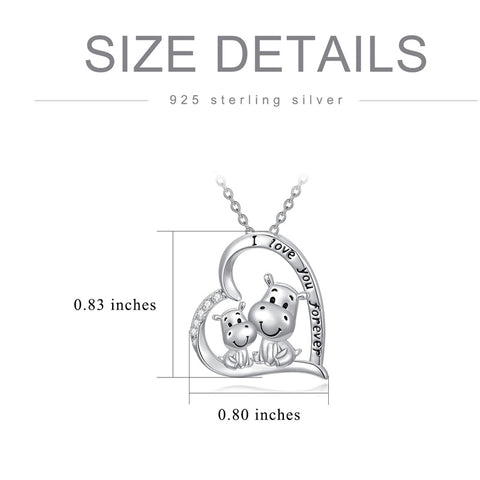 Sterling Silver Cubic Zirconia Hippo Pendant Necklace