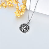 Sterling Silver Sunflower Medusa Triple Moon Goddess Amulet Pendant Necklace
