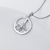 S925 Sterling Silver Peace Sign Hippie Party Pendant Necklace Jewelry Gift