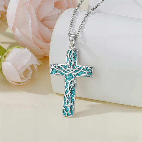 Sterling Silver Cross Pendant Necklace for Women Southwestern Cross Jewelry Gifts