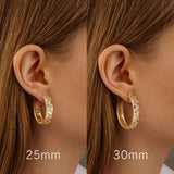 14K Gold Plated V-Shaped Cubic Zirconia Hoop Earrings for Women