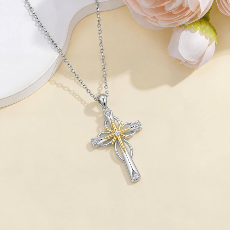 Sterling Silver Cross Pendant Necklace Gift for Anniversary Christmas