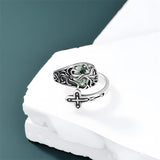 Sterling Silver Vintage Moonstone Turquoise Moss Agate Opal Tree of Life Spoon Rings