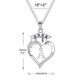 925 Sterling Silver Heart Initial Letter Necklace Class of 2024 Gifts High School Senior College Graduation Gifts