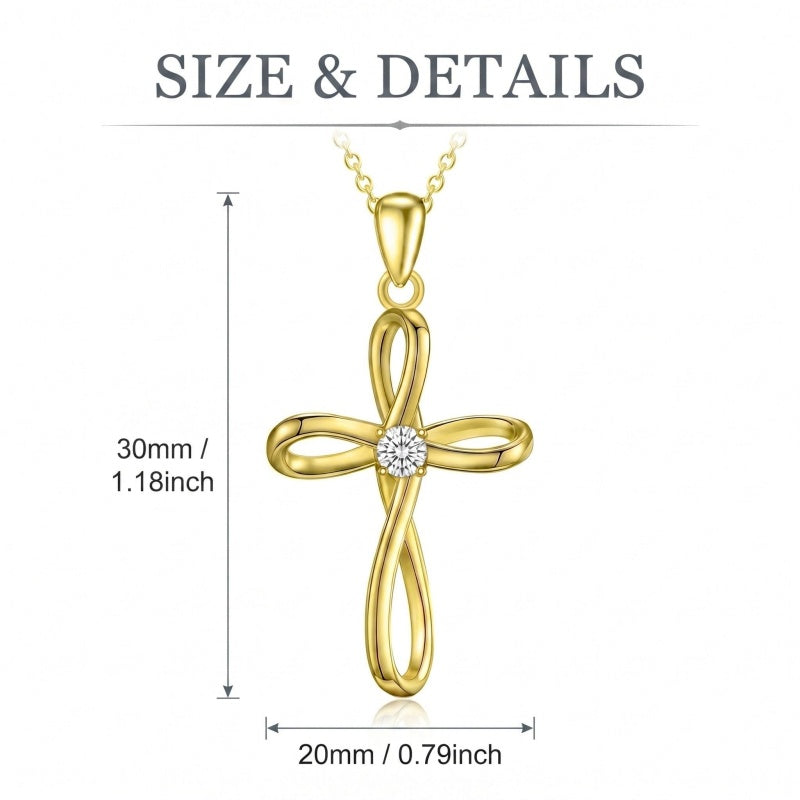 14K Gold Plated Cross Pendant Necklace Faith Jewelry Gift for Women
