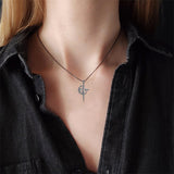 Sterling Silver Gothic Black Moon and Star Pendant Necklace