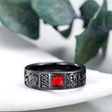 Sterling Silver Personalized Pattern Engraved Birthstone High School College Class Ring