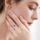 Sterling Silver Pear Birthstone  Leaf Promise Ring for Her