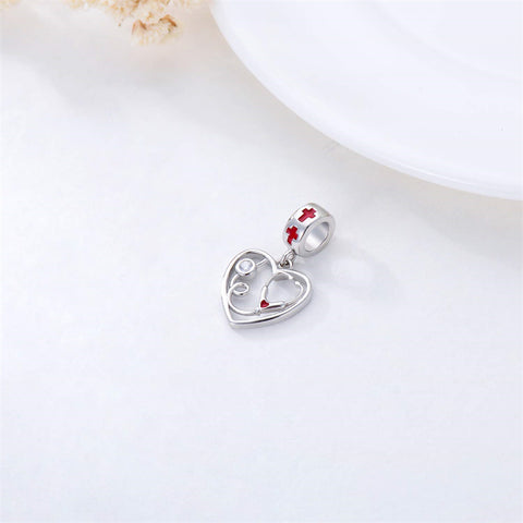 Sterling Silver Medical Stethoscope Charm Beads