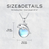 Sterling Silver Moonstone Fox Dolphin Axolotl Teddy Bear Hippo Raccoon Pendant Necklace for Women