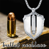 Sterling Silver Bullet Urn Necklace for Ashes for Men