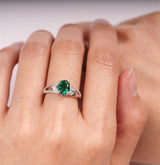 Sterling Silver Oval Shaped 8X6 MM Gemstone Ring Leaf Engagement Ring for Women