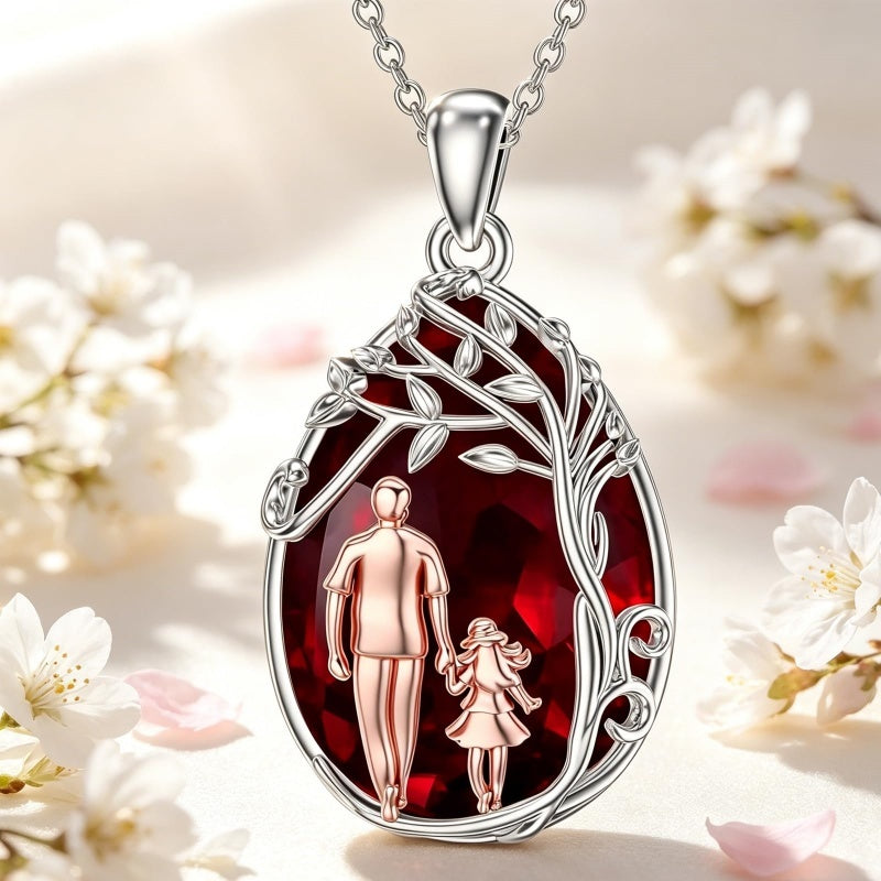Sterling Silver Crystal Father Daughter Pendant Necklace from Dad  I Love You Forever Jewelry