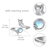 Sterling Silver  Moonstone Snake Fox Cat Octopus Wolf Ring