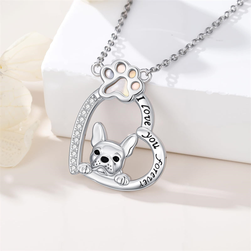 Sterling Silver Paw Print Poodle Corgi French Schnauzer Chihuahua Dachshund Golden Retriever Pug Pendant  Necklace
