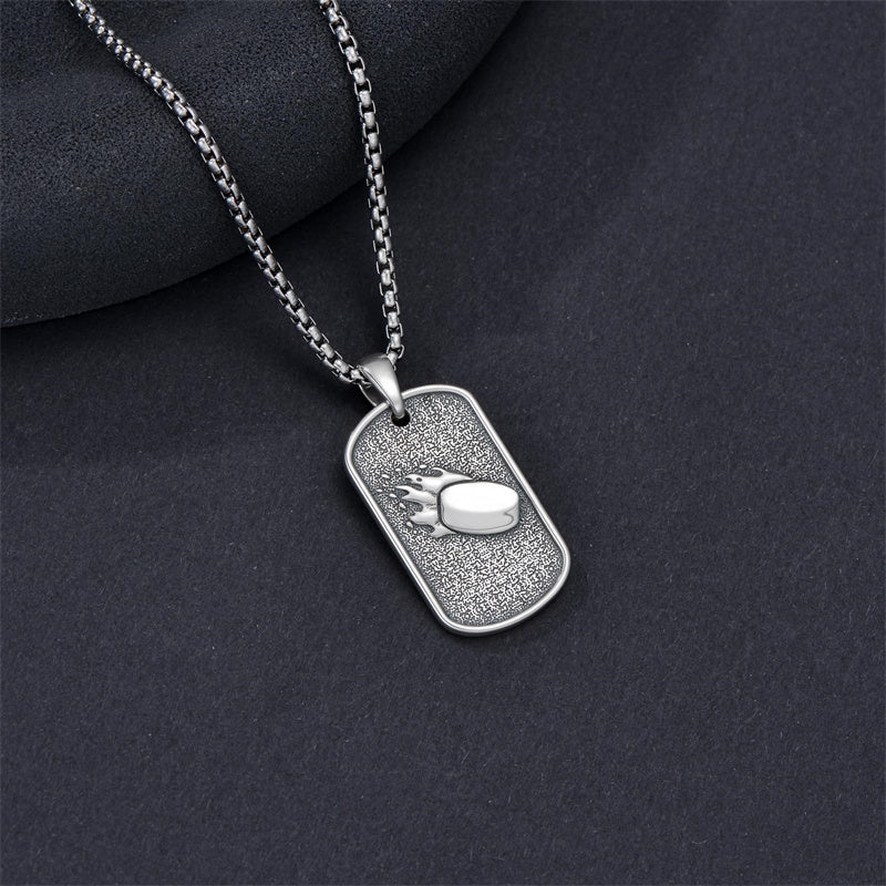 Sterling Silver Dog Tag Baseball Basketball Softball Soccer Pendant Necklace for Men