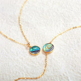 14K Solid Real Gold Mother of Pearl/Abalone/Turquoise/Black Onyx/Opal Coin Necklace  for Women Fine Jewelry Anniversary Birthday Gifts