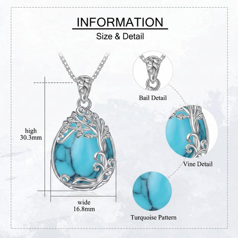 14K Gold Plated Teardrop Tree of Life Necklace for Women