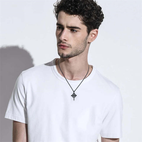 Sterling Silver Nail Cross Pendant Necklace for Men