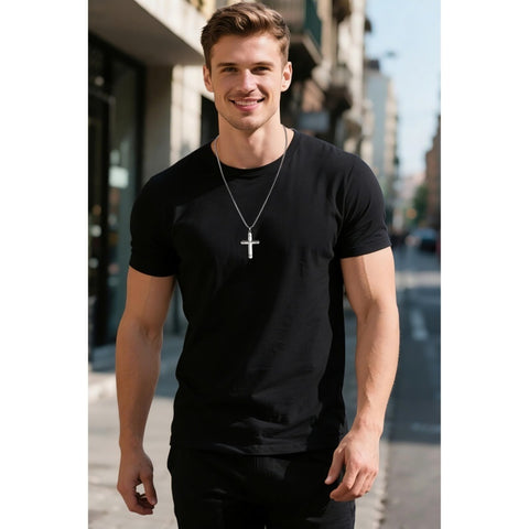 14K Gold Plated Cross Necklace for Men with Adjustable Chain Jewelry Gift for Him
