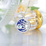 Sun Moon Urn Necklace for Ashes 925 Sterling Silver Moonstone Cremation Necklace Memorial Keepsake Necklace Cremation Jewelry Gifts for Women