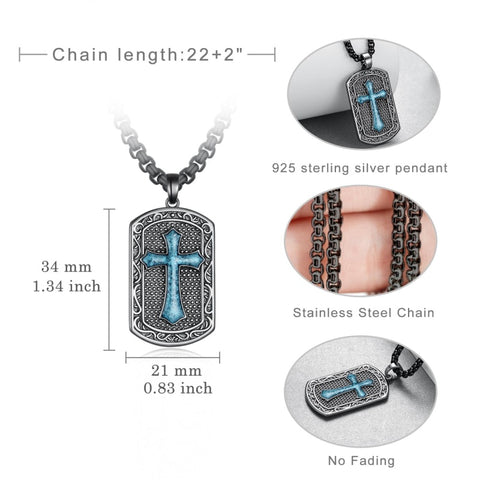 14K Gold Plated Turquoise Malachite Abalone Shell Cross Pendant Necklace for Men