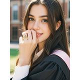Sterling Silver 10K 14K 18K Gold Personalized Engraving Birthstone Class Ring for High School and College Graduates