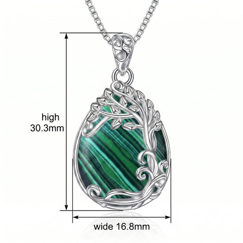 14K Gold Plated Teardrop Tree of Life Necklace for Women