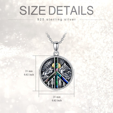 Sterling Silver Peace Sign Coexist Peace Symbol Pirate Tree of Life Thor's Hammer Wolf Raven Viking Series Necklace
