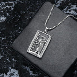 Sterling Silver Tarot Card Pendant  Necklace for Men Gothic Amulet Jewelry