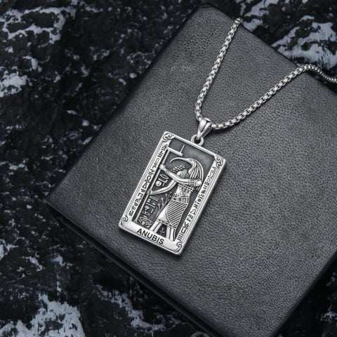 Sterling Silver Tarot Card Pendant  Necklace for Men Gothic Amulet Jewelry