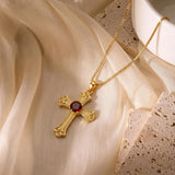 14K Gold Plated  Birthstone Cross Necklace  Pendant Necklace Mother's Day Birthday Gifts for Women