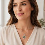 14K Gold Plated Moss Agate Pendant Necklace Boho Jewelry for Women