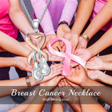 Sterling Silver Butterfly Glove Fight Sunflower Pink Ribbon Pink Breast Cancer Awareness Pendant Necklace
