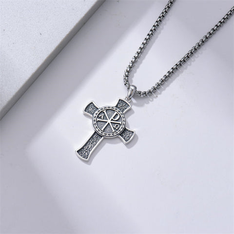 Sterling Silver Chi Rho Alpha Omega PX XP Symbol Pendant Religious  Necklace