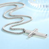 Stainless Steel Simple Men’s Stainless Steel Cross Pendant Chain Necklace for Men Women, 20-24 Inches Chain