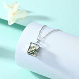 Natural Moss Agate Necklace 925 Sterling Silver Green Moss Agate Emerald Cut Necklace Moss Agate Necklace Natural Green Gemstone Jewelry Gift