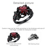 Sterling Silver 10K 14K 18K Gold 2-5CT Heart  Birthstone  Gothic Skeleton Halloween Skull Bat Ring
