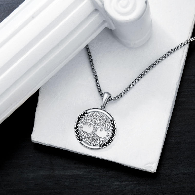 Sterling Silver Peace Sign Coexist Peace Symbol Pirate Tree of Life Thor's Hammer Wolf Raven Viking Series Necklace