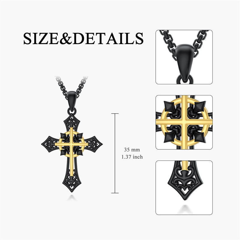 Sterling Silver Wooden Cross Pendant Necklace