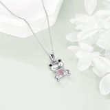 Cute Animal Necklace with Rose Quartz Pearl Sterling Silver