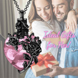 Sterling Silver Heart Crystal Rose Urn Necklaces for Ashes for Women