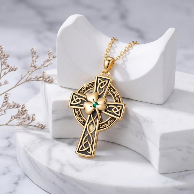 14K Gold Plated Cross Necklace for Women