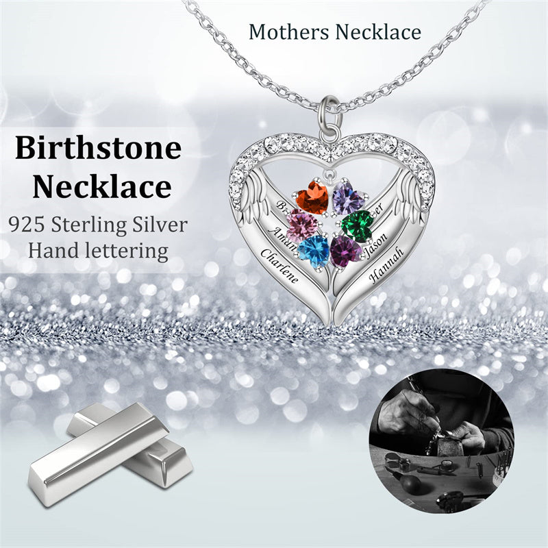 Copper Sterling Silver Simulated Birthstone Name Pendant Necklace for Mom