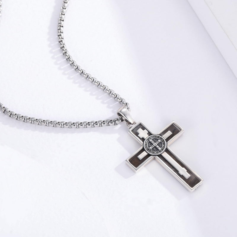 14K Gold Plated Cross Pendant Necklace Protection Jewelry Religious Gift